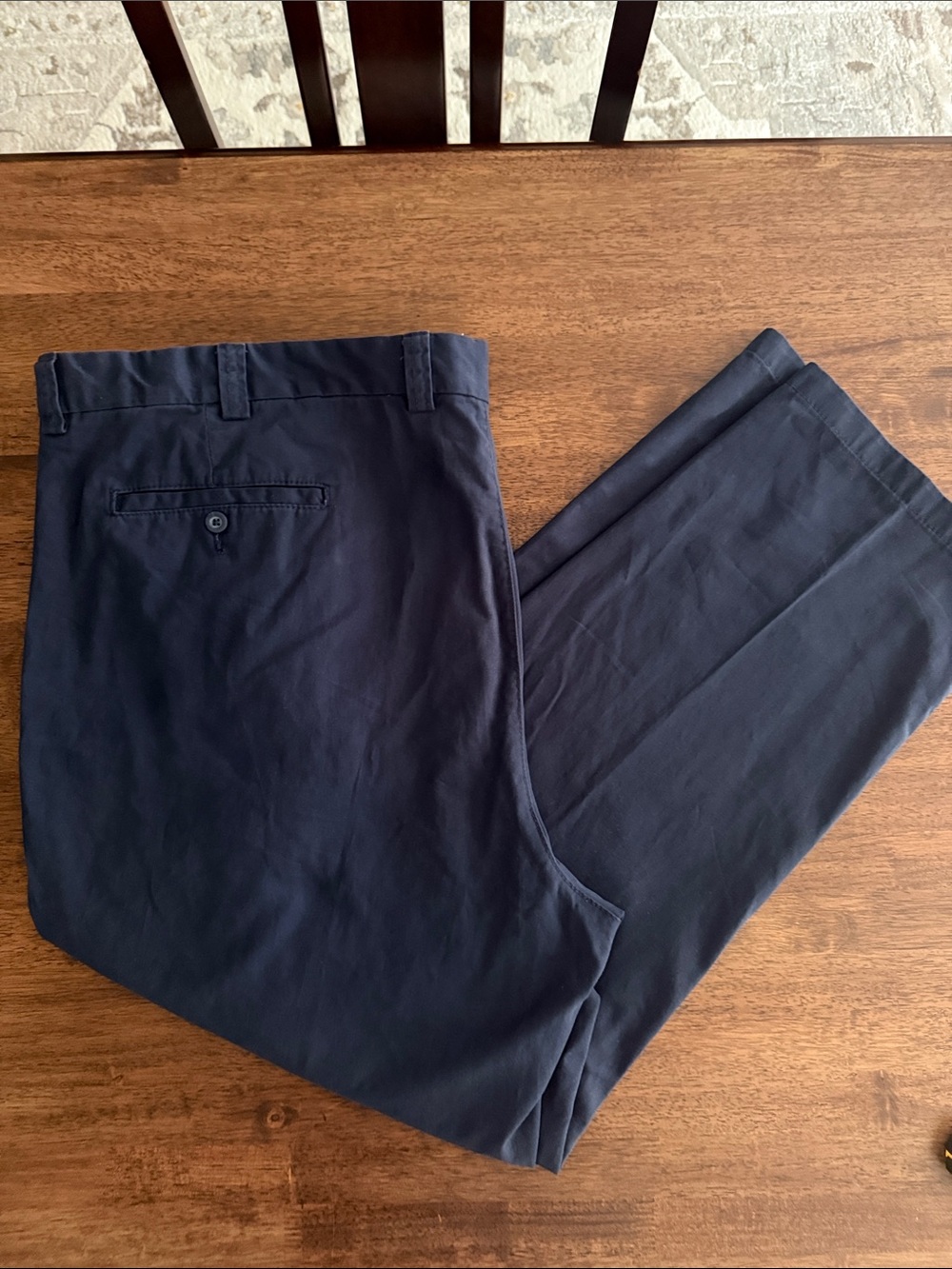 Harbor Bay by DXL pleated hidden waist relaxer navy blue cotton pants